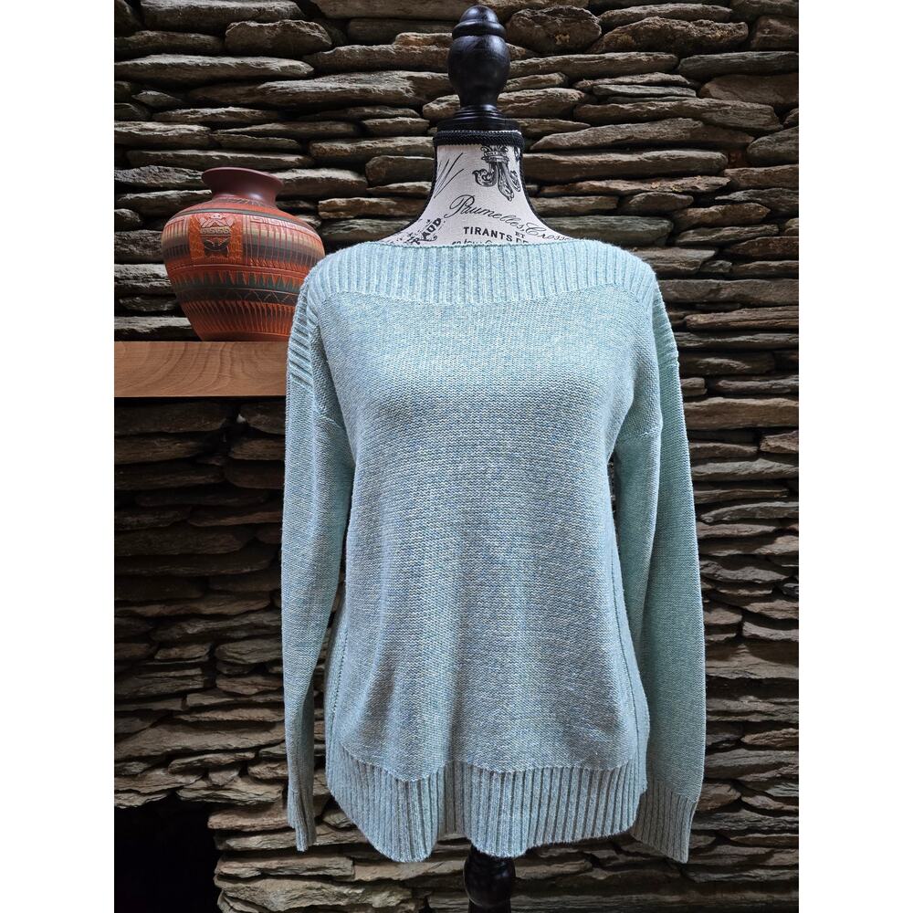 Size S Unknown Brand Green and Blue Rib Neck Sweater